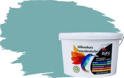 Produktbild von RyFo Colors Silikonharz Fassadenfarbe Lotuseffekt Trend Pastelltürkis 10l  - bunte Fassadenfarbe, weitere Grün Farbtöne und Größen erhältlich, Deckkraft Klasse 1