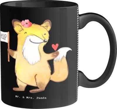 Produktbild von Mr. & Mrs. Panda haferl Sozialarbeiterin Herz - Schwarz - Geschenk, Becher, Trinkbecher, Kaffeebecher, Teetasse, Kaffeetasse, Tasse