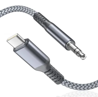USB-C auf 3,5 mm Aux-Kabel 1,2 m, geflochten, grau
