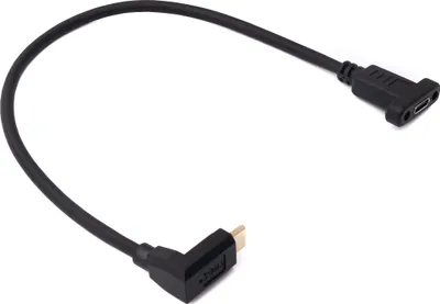 Produktbild von SYSTEM-S USB 3.1 Kabel 30 cm Typ C Stecker zu Buchse Schraube Winkel Adapter in Schwarz