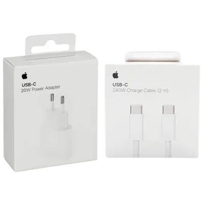 Produktbild von Apple 20W USB-C Power Adapter Netzteil + Apple 2m 240W USB-C to C kabel Ladekabel iPhone 17 16 15 Pro Max Air iPad Macbook
