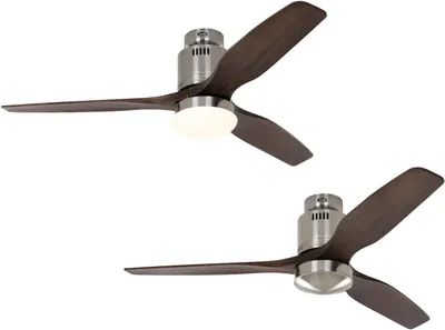 Zdjęcie produktu dla CasaFan 132 BN-NB, Wentylator domowy z łopatkami, Chrom, Orzech włoski, Sufit, 25 m², 188 RPM, 132 cm