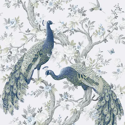 Produktbild von Vliestapete 113397 Laura Ashley Belvedere Pfau Beige Blau