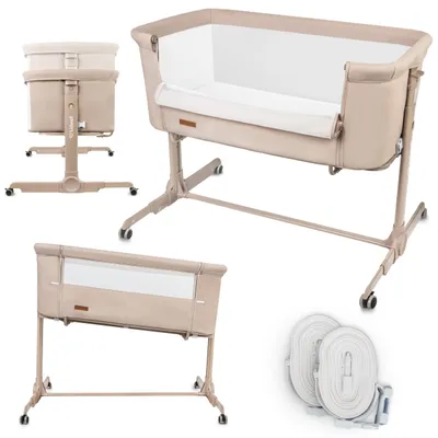 Produktbild von Kidwell NALI Beistellbett 2in1 – Höhenverstellbares Babybett mit Matratze, Rollen & Neigungsverfunktion Beige