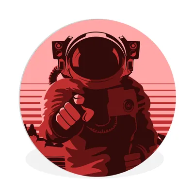 Produktbild von MuchoWow® Rundes Wandbild - Runde Bilder Astrotnaut - Rot - Berg Ø 90 cm Kreis Wanddekoration Kunststoff - Wandkreis - Wandschmuck - Wand-Kreis - Wohnzimmer - Bild - Runde - Wanddeko - Dibond - Kunstdrucke