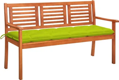 Produktbild von 2024 Moderne Gartenbänke 3-Sitzer-Gartenbank mit Auflage 150 cm Massivholz Eukalyptus 624204