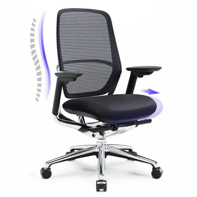 Produktbild von COLAMY Ergonomischer Bürostuhl – Verstellbarer Netz-Schreibtischstuhl mit Lendenstütze, Liegefunktion, hoher Rückenlehne ohne Kopfstütze