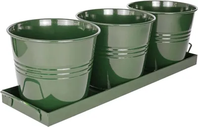 Obrázek produktu pro Kovový podnos se 3 květináči Mary's Garden Supplies, 52 cm, barva zelená