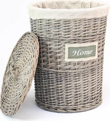 Produktbild von Wäschekorb Home Weide grau Deckel Landhaus Stil