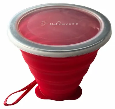 Faltbarer Malbecher aus Silikon, 270 ml, mit Deckel