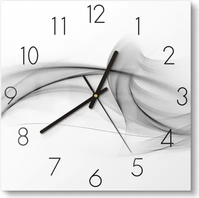Produktbild von DEQORI Glasuhr 30x30 cm Zahlen 'Rauchige Nebelschwaden' Wanduhr Glas Uhr Design leise