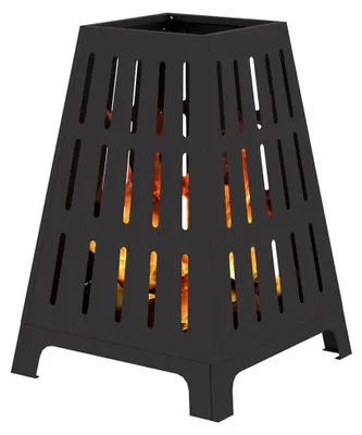 Produktbild von Feuerstelle Schwarz 50 x 50 x 70 cm aus Stahl für Garten, Terrasse und Außenbereich