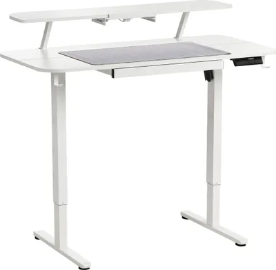 Obrázek produktu pro BELIANI Výškově nastavitelný stůl bílá deska ocelový rám a nohy 120 x 60 cm elektrické nastavení podložka pod myš skandinávský design kancelář