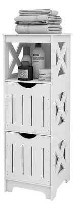 Immagine prodotto di Mobiletto da bagno stretto, dimensioni 30x30x89 cm, colore bianco, realizzato in pannello PP