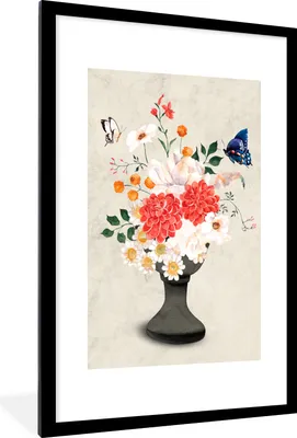 Produktbild von MuchoWow® Gerahmtes Poster Stillleben - Aquarelle 60x90 cm - Poster mit Schwarzem Bilderrahmen Wandposter Rahmen Foto Bilder - Dekoration - Wandposter Wohnzimmer - Hochwertig