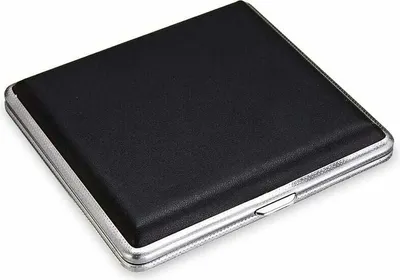 Produktbild von Zigarettenschachtel aus Leder, tragbares Zigarettenetui mit schwarzem Metallrahmen, stilvoller schwarzer Box-Clip, Zigarettenhalter-Organizer für Männer und Frauen, für bis zu 20 Zigaretten