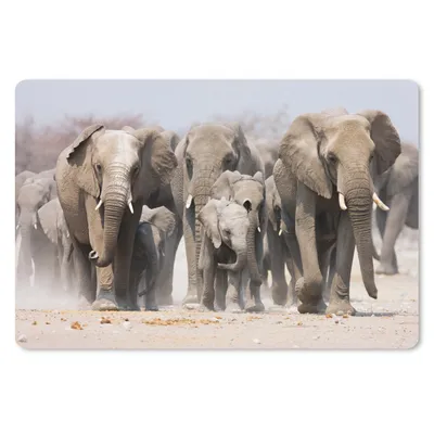 Produktbild von MuchoWow® Mauspad Mousepad Elefanten - Stoff - Natur 27x18 cm - Mousepads - Maus Mat - Pad - Mausunterlage - Büroartikel - Desk Matten