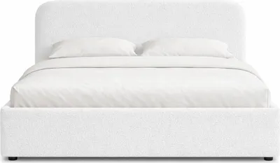 Produktbild von Polsterbett 180x200 mit Bettkasten - Weiß - Metallgestell - mit Stauraum - Bettrahmen mit Lattenrost - Gasfeder - Doppelbett - Ohne Matratze