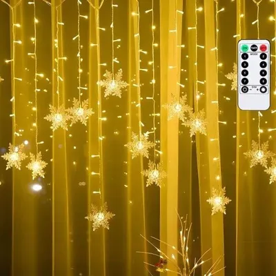 LED-Lichtsnoer Schneeflocken 3x0,7m 12 Streifen IP44 warmweiß