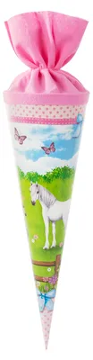 Image de Sac d'école Goldbuch « Pferdeweide » 35 cm, motif de prairie verte et de chevaux, fermeture rose