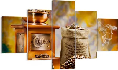 Produktbild von Bild auf Leinwand - Leinwandbild - Kaffee Körner Mühle Tasse - 125x70cm - Wand Bild - Wanddeko - Leinwanddruck - Bilder - Kunstdruck - Wanddekoration - Leinwand bilder - Wandkunst - EA125x70-2592