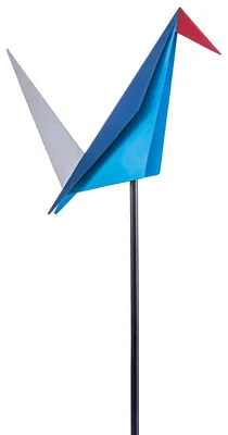 Produktbild von Dehner Dekostab Origami-Kranich, handgefertigter Gartenstecker, frostbeständig, 6 x 101 x 22.5 cm, Eisen, blau / weiß
