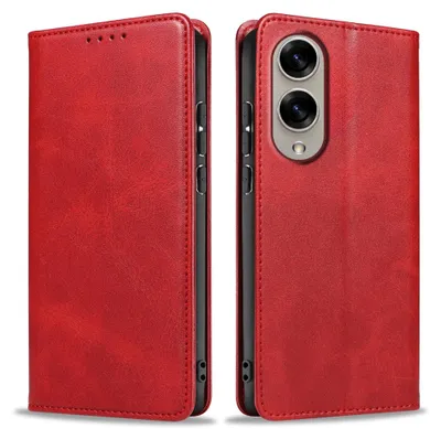 Produktbild von Handyhülle für Samsung Galaxy S25 Edge Kunstleder Flip Cover Hülle Klapphülle Case Kartenfach Farbe: Rot