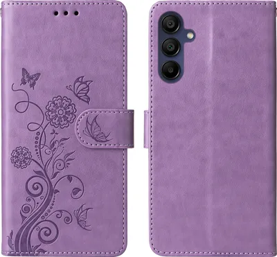 Produktbild von Mobigear Flowers  Samsung Galaxy A16 Hülle Klapphülle Geldbörse - Lila