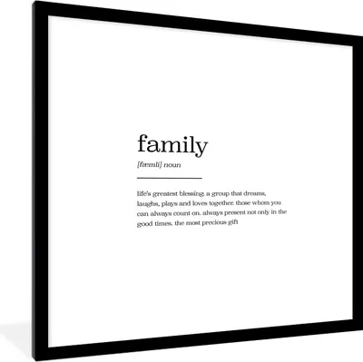 Produktbild von MuchoWow® Gerahmtes Poster zitate - sprichwörter - Wörterbuch - Familie 40x40 cm - Poster mit Schwarzem Bilderrahmen Wandposter Rahmen Foto Bilder - Poster - Plakat im Rahmen