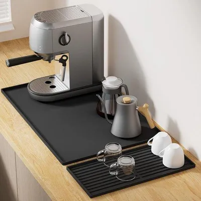 Produktbild von Silikonbeschichtetes Kaffee- und Brühgerät für Arbeitsplatten, Küchenhilfen, Kaffeekochen, Spülbeckenbegleiter, hochtemperaturfeste Küchenaccessoire, schwarz.