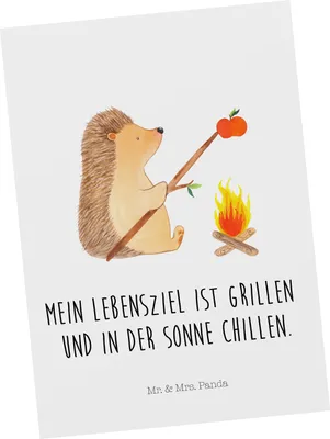 Produktbild von Mr. & Mrs. Panda Ansichtskarte Igel Grillen - Weiß - Geschenk, Ziele, Kunstkarten, Spruch, Lustige Sprüche, Postkarte, Grußkarte, Ansichtskarten, Postkarten, Arbeitslos