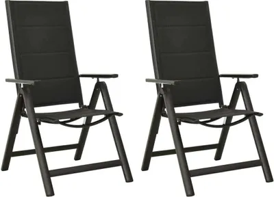 Image de The Living Store Chaises de jardin pliantes 2 pcs. Textilène et aluminium noir
