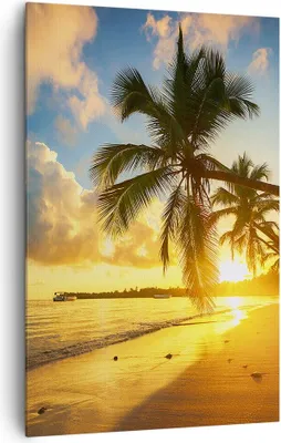Produktbild von Bild auf Leinwand - Leinwandbild - Einteilig - Meer Strand Palme - 80x120cm - Wand Bild - Wanddeko - Wandbilder - Leinwanddruck - Wanddekoration - Leinwand bilder - Wandbild - PA80x120-3922