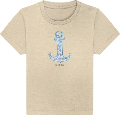 Produktbild von Mr. & Mrs. Panda Organic Baby Shirt Anker Blau 12. - 18. Monat - Natural Raw - Geschenk, Lustige Sprüche, Kinder T-Shirt, Top, , Baumwolle, Babyshirt