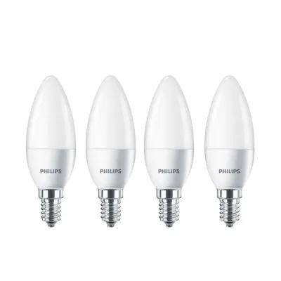 Produktbild von 4 x Philips LED Kerzen 5,5W = 40W E14 matt 470lm warmweiß 2700K