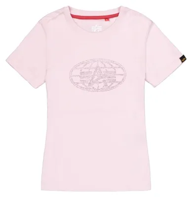 Produktbild von Alpha Industries Damen Rhinestone World Logo T-Shirt, Pale Lilac, XS