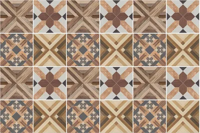 Produktbild von Fliesenaufkleber 10×10 cm – 24 Stück – Selbstklebend – Wasserfest – Pflegeleicht – Hitzebeständig – Für Küche & Bad – Geometrische Holzlayouts