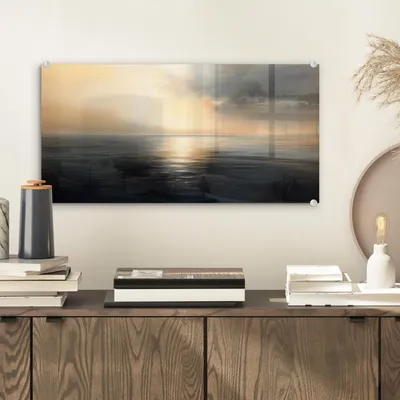 Produktbild von MuchoWow Glasbilder - Bilder auf Wandbild - Foto auf Glas Sonne - Horizont - Meer 40x20 cm Wanddekoration aus Glas - Acrylglasbild - Acrylbilder - Modern - Wandgemälde auf Glas