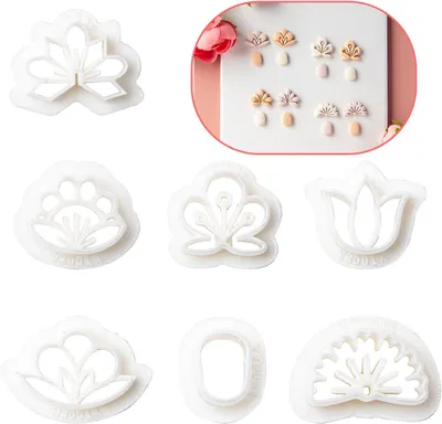 Immagine prodotto di Set di tagliapasta per pasta polimerica, composto da 7 pezzi, con diverse forme di fiori, ideale per creare orecchini originali