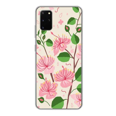 Produktbild von MuchoWow® Handyhülle Schutzhülle Hülle für Samsung Galaxy S20 Plus Blume - Rosa - Blatt - Muster Silikon Softcase Handy Hülle - Hartschale