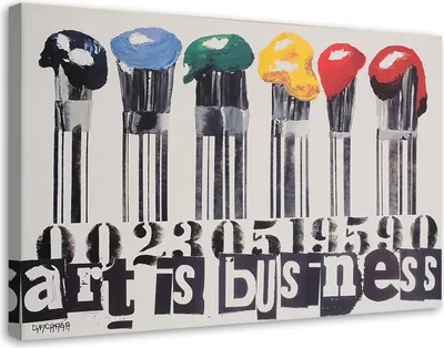 Produktbild von Leinwandbild pinsel mit farbiger farbe 90x60 cm Feeby farbe wandbild bereit zum aufhängen