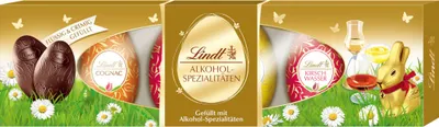 Lindt Eier Spezialitäten mit alkoholischen Füllungen Packung 108g