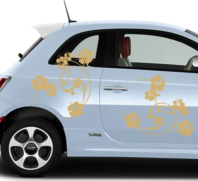 Produktbild von Aufkleber - Autoaufkleber-Set Hibiskus Swirl 4 Stk. je 60cm x 47cm gold - Tuning Carystyling Heckscheibe Auto