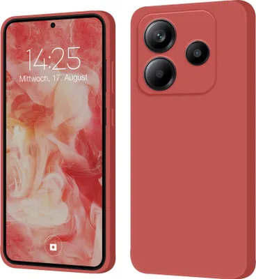 A product shot of a red phone case shown from two angles.
