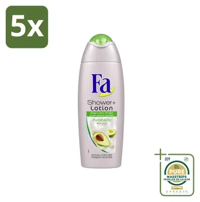 Productafbeelding van 5 x Douchecrème met avocado-lotion - 250 ml - Voordeelverpakking - 5 stuks