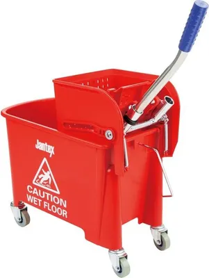 Zdjęcie produktu dla Wiadro do mopa Jantex z prasą do mopa, czerwone, 20 l