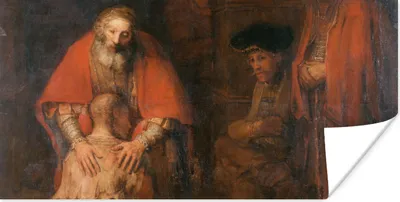 Produktbild von MuchoWow® Poster Die Rückkehr des verlorenen Sohnes - Gemälde von Rembrandt van Rijn 160x80 cm - Foto Poster