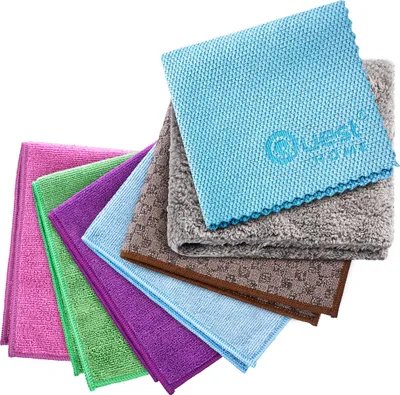 Immagine prodotto di QUEST Set di 7 pezzi in microfibra, panno per la pulizia, panno multiuso in microfibra per uso domestico - QUESTHOME2, multicolore