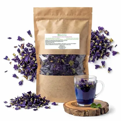 Produktbild von Wilde Malvenblüten getrocknet 200 g (2 x 100 g) – essbare Blüten – für Malventee und Kräuterteemischungen