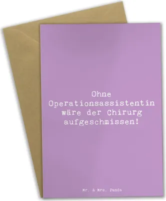Produktbild von Mr. & Mrs. Panda valentinstagskarte Spruch Operationsassistentin Wichtigkeit - Lavendeltraum - Geschenk, weihnachtskarten, babykarte, glückwunschkarten, Berufsliebe